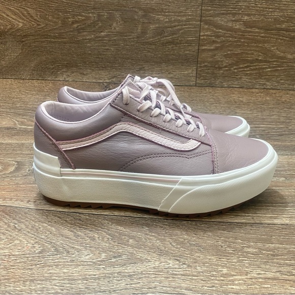 Vans Old Skool Stacked Tumbled Platform Leather Purple Sneaker Unisex M 6 W 7.5 - Picture 3 of 9